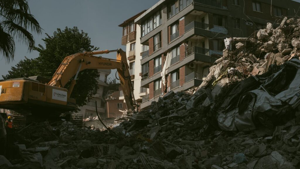 Site clearing and rubble removal equipment